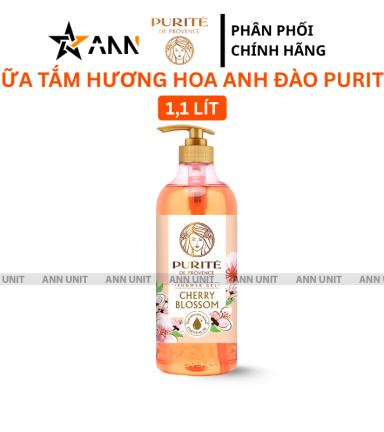 Sữa Tắm Purite Hương Hoa Anh Đào Cherry Blossom 1,1 lít - Sữa Tắm Dưỡng Sáng Da - 8935136865648