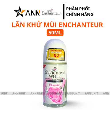 Lăn Khử Mùi Enchanteur Romantic 72h 50ml - Lăn Nách Dưỡng Sáng Da Màu Hồng - 8935212804615