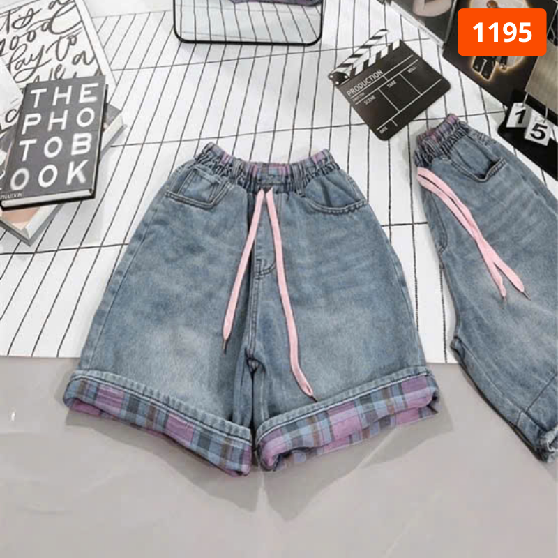 27687_12_20251219100816.png Quần Jeans Nữ Ngố Rách Vải Màu/Phối Sọc Caro - Quần Jean Lưng Thun Đẹp Dày Mềm Không Co Giãn - QG300