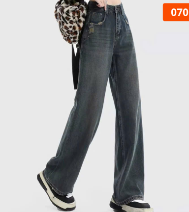 Quần Suông Nữ - Quần Jeans Suông Lở Nữ Rách Túi Chất Liệu Vải Dày Mềm Không Co Giãn - QG310
