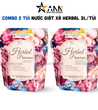 Combo 2 Túi Nước Giặt Xả Herbal Prmium Hương Nước Hoa 3L/Túi - 8938555381126