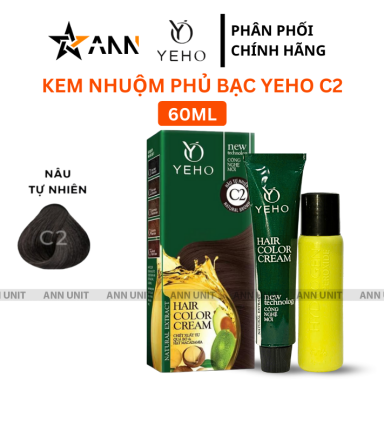 Kem Nhuộm Phủ Bạc Yeho C2 Màu Nâu Tự Nhiên - Kem Nhuộm Yeho - 8936208981266