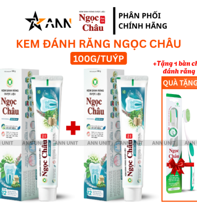 Combo 2 Cây Kem Đánh Răng Ngọc Châu Chuyên Gia 100g/Tuýp - Kem Đánh Răng Dược Liệu + Tặng 1 Bài Chải Đánh Răng - 8936009152865