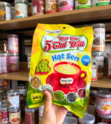 Ngũ Cốc 5 Thứ Đậu Hạt Sen Nutri Life's 400g - Ngũ Cốc Dinh Dưỡng 16 Gói - NC5TD400G