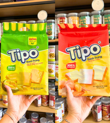 Bánh Trứng Tipo Kem Sầu Riêng, Trứng - Bánh Tipo Gói Lớn 220g - 8934760212286