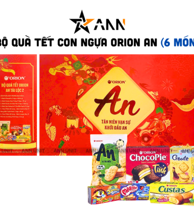 Hộp Bánh Tết Orion Tài Lộc 2 - Bộ Quà Tết Con Ngựa Orion An Tài Lộc 2 Hộp 873,3g Gồm 6 Món - HBT01