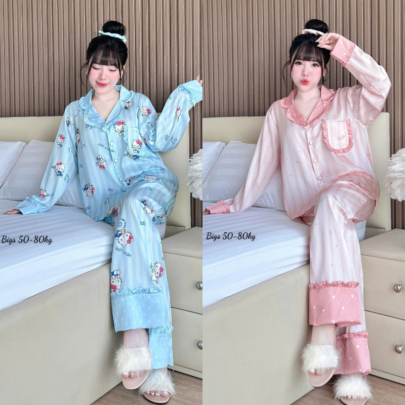27896_117_20260106171106.png Đồ Bộ Pijama Nữ - Đồ Bộ Tay Dài Quần Dài Họa Tiết Đơn Giản Mặc Mát Thoải Mái Big Size 50–80kg - DBO5207