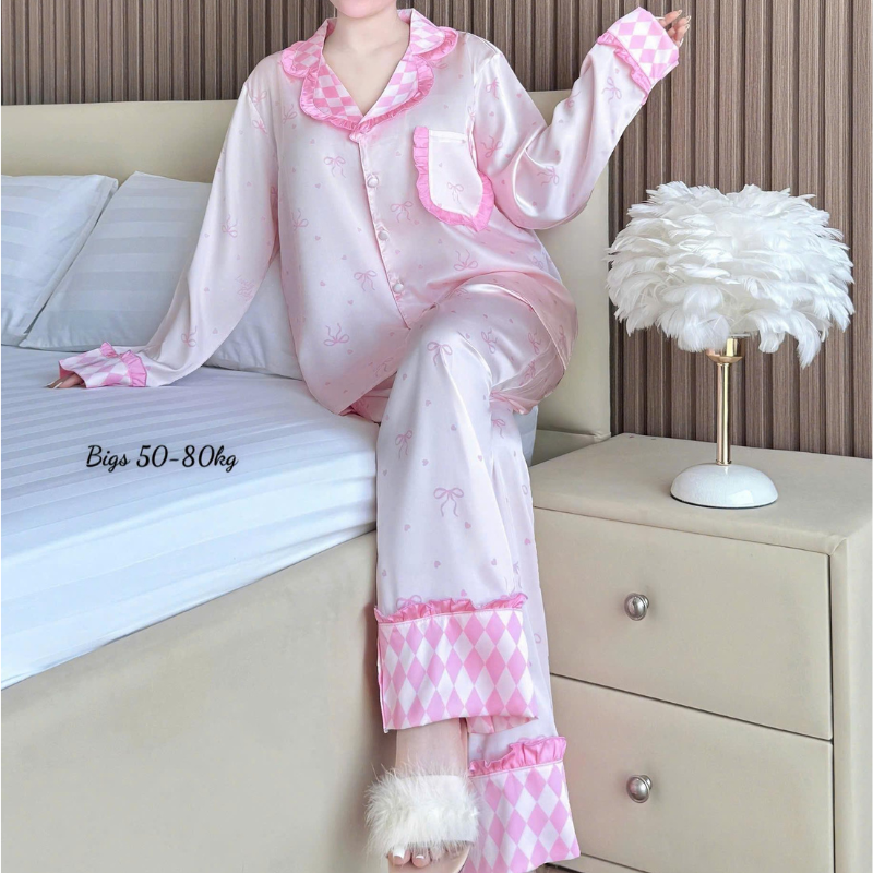 27896_121_20260106171109.png Đồ Bộ Pijama Nữ - Đồ Bộ Tay Dài Quần Dài Họa Tiết Đơn Giản Mặc Mát Thoải Mái Big Size 50–80kg - DBO5207