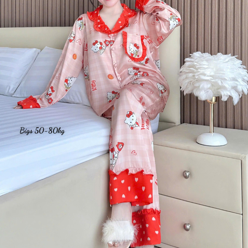 27896_122_20260106171110.png Đồ Bộ Pijama Nữ - Đồ Bộ Tay Dài Quần Dài Họa Tiết Đơn Giản Mặc Mát Thoải Mái Big Size 50–80kg - DBO5207