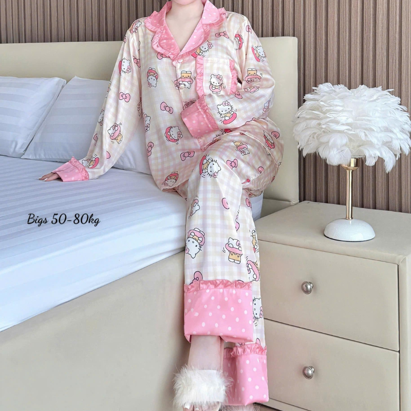 27896_123_20260106171110.png Đồ Bộ Pijama Nữ - Đồ Bộ Tay Dài Quần Dài Họa Tiết Đơn Giản Mặc Mát Thoải Mái Big Size 50–80kg - DBO5207