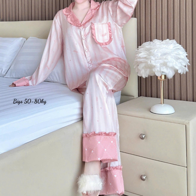 27896_127_20260106171114.png Đồ Bộ Pijama Nữ - Đồ Bộ Tay Dài Quần Dài Họa Tiết Đơn Giản Mặc Mát Thoải Mái Big Size 50–80kg - DBO5207