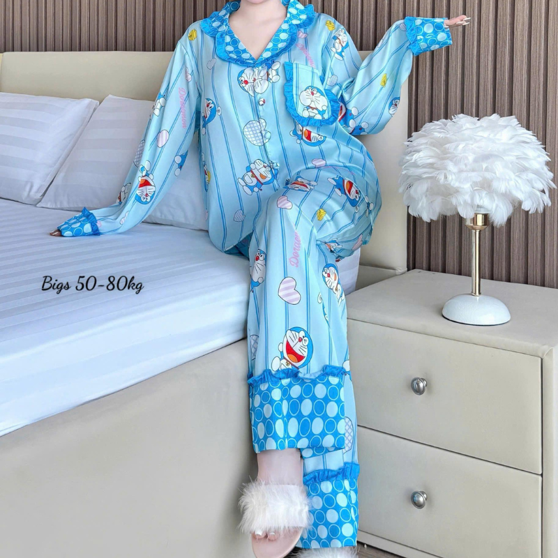 27896_128_20260106171115.png Đồ Bộ Pijama Nữ - Đồ Bộ Tay Dài Quần Dài Họa Tiết Đơn Giản Mặc Mát Thoải Mái Big Size 50–80kg - DBO5207