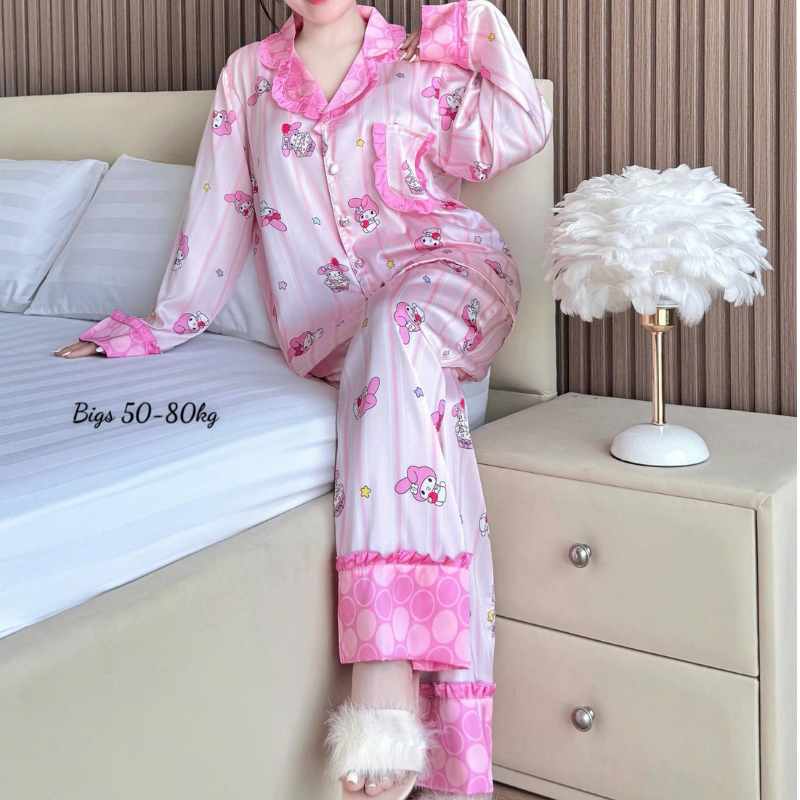 27896_131_20260106171117.png Đồ Bộ Pijama Nữ - Đồ Bộ Tay Dài Quần Dài Họa Tiết Đơn Giản Mặc Mát Thoải Mái Big Size 50–80kg - DBO5207