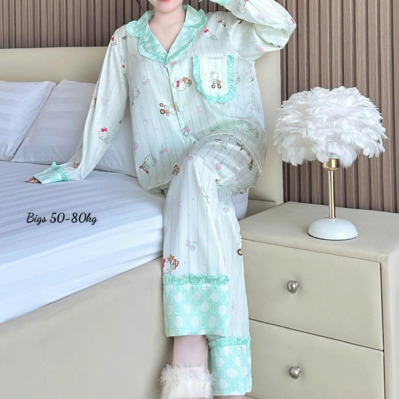 27896_133_20260106171119.png Đồ Bộ Pijama Nữ - Đồ Bộ Tay Dài Quần Dài Họa Tiết Đơn Giản Mặc Mát Thoải Mái Big Size 50–80kg - DBO5207