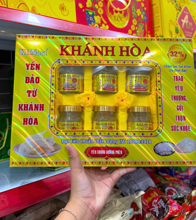 Yến Chưng Đường Phèn Khánh Hòa KHNest 32% Hộp Vàng 6 Hủ 70ml - 8936223360213