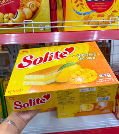 Bánh Solite Trứng Kem Vị Xoài - Bánh Kinh Đô Solite Xoài 238g (14 Gói x 17g) - 8934680047302