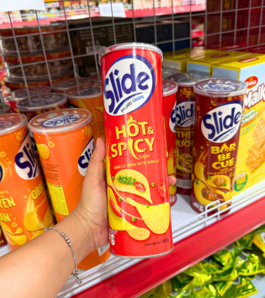 Bánh Snack Khoai Tây Lát Slide Thơm Cay - Bánh Slide Khoai Tây Màu Đỏ 145Gr (Hộp To) - 8934680011228