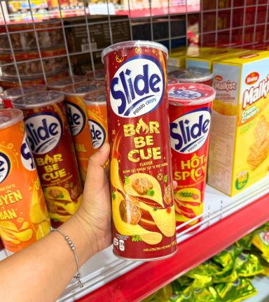 Bánh Snack Khoai Tây Lát Slide Vị Thịt Nướng - Bánh Slide Khoai Tây Màu Nâu 145Gr (Hộp To) - 8934680011204