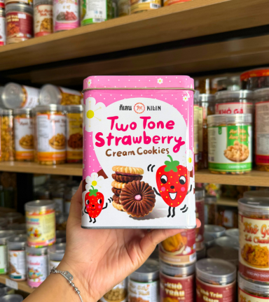 Bánh Quy Nhân Dâu Hộp Thiếc KILIN Thái Lan 400g - Hộp Hồng Trắng - 8859465691092