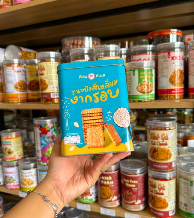 Bánh Quy Gạo Sữa Hộp Thiếc KILIN Thái Lan 400g - Hộp Xanh Dương Vàng - 8859465691108