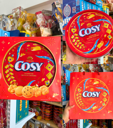 Bánh Cosy Quy Bơ Thập Cẩm Vị Socola - Bánh Kinh Đô Cosy Socola Hộp Thiếc Tròn Đỏ 390g - Kèm Túi - 8934680025560