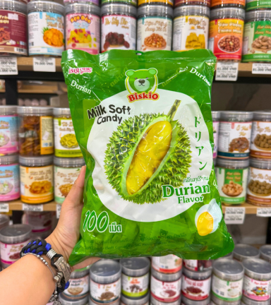 Kẹo Sữa Nhân Trái Cây BISKIO Vị Sầu Riêng 100g - KSNTCBVSR100G