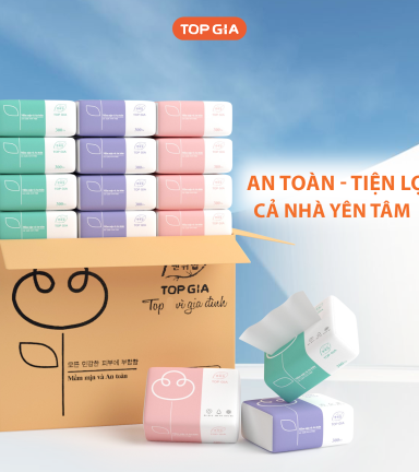 1 Thùng 16 Gói Giấy Ăn Topgia 3 Màu - TOPGIA3MAUTHUNG16