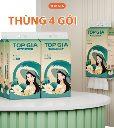 1 Thùng 4 Bịch Giấy Rút Đáy Topgia Sắc Việt - TOPGIASVTHUNG4