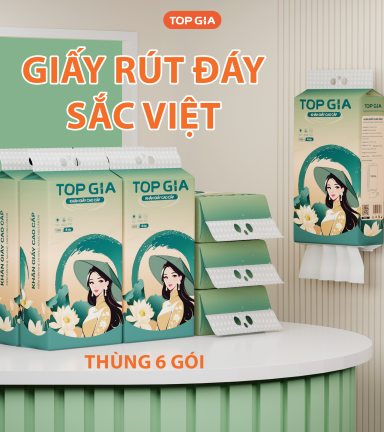 1 Thùng 6 Bịch Giấy Rút Đáy Topgia Sắc Việt - TOPGIASVTHUNG6