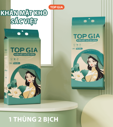 1 Thùng 2 Bịch Khăn Mặt Khô TOPGIA Sắc Việt - TOPGIASVTHUNG2
