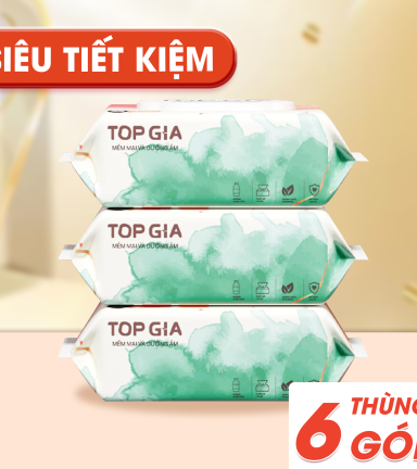 1 Thùng 6 Bịch Khăn Ướt 80 Tờ Topgia Ban Mai - TOPGIABMTHUNG6