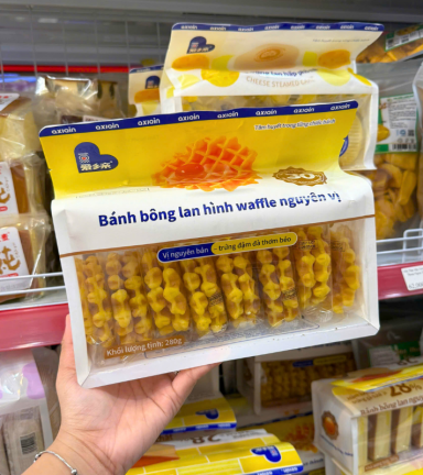 Bánh Bông Lan Waffle Vị Nguyên Bản AXIAIN 280g (Bịch 10 Gói) - BBLWVNBA280G