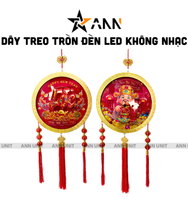 Dây Treo Tròn Đèn Led Không Nhạc Trang Trí Tết - Dây Treo Đèn Tròn Chữ Lộc/Ông Thần Tài - DTDT01