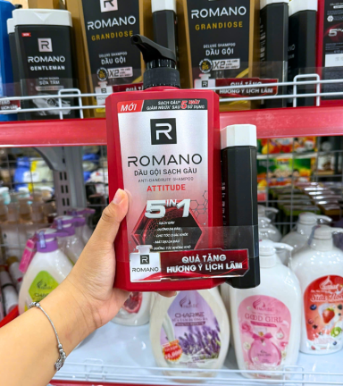 Dầu Gội Romano Sạch Gàu Anti - Dandruff Shampoo Attitude 5 In 1 650g - Dầu Gội Nam Chai Đỏ (Tặng Sữa Tắm Sạch Sảng Khoái) - 8935212813167