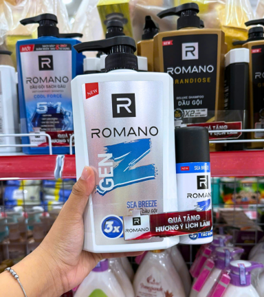 Dầu Gội Romano Gen Z 650g - Dầu Gội Nam Chai Trắng (Tặng Xịt Khử Mùi) - 8935212813389
