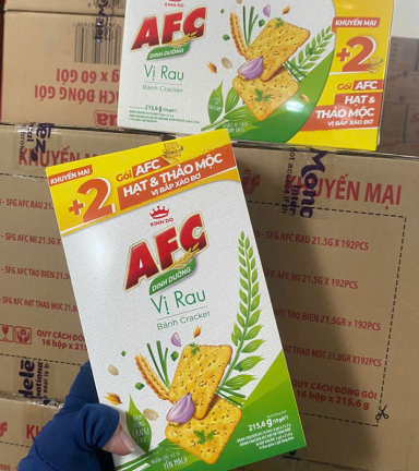 Bánh AFC Vị Rau + 2 Gói Hạt & Thảo Mộc Vị Bắp Xào Bơ 215,6g - BAVRVBXB