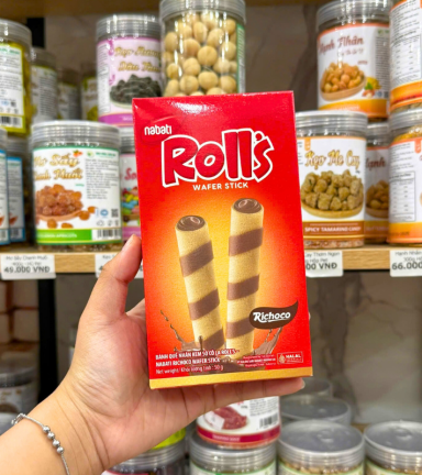 2 Hộp Bánh Ống Quế NABATI ROLL'S Nhân Kem Socola 50g - 02BOQNRNKS50G
