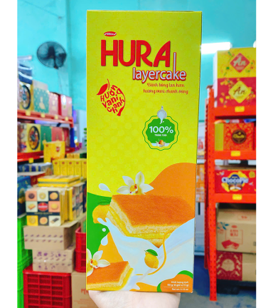 Bánh Bông Lan Kem Hương Vani Chanh Vàng HURA 90g (6 Gói x 15g) - BBLKHVCVH90G