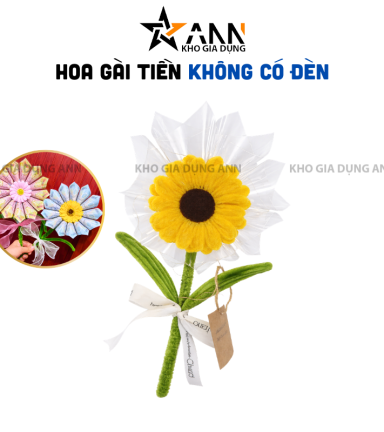 [Không Đèn Chớp] Hoa Gài Tiền - Hoa Gắn Tiền - Hoa Đựng Tiền Hướng Dương Trong Suốt - Hoa Sáp - HGT01
