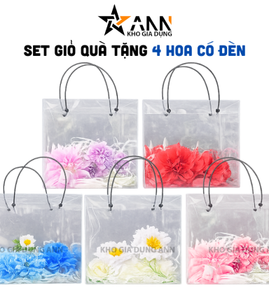 Set Phụ Kiện Giỏ Quà Tặng - Túi Hoa Đom Đóm 4 Hoa Xinh Xắn Nhiều Màu - SETQUA01