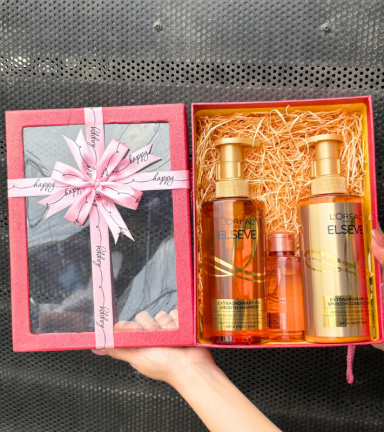 Set Quà Tặng Bộ Dầu Gội Xả Loreal Paris Extraordinary Oil Smooth 440ml & 1 Dầu Gội Hồng Mini - SETLOREALVANG