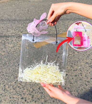 Set Phụ Kiện Giỏ Quà Tặng - Túi Trong Vuông Lót Giấy Rơm Thắt Nơ Xinh Xắn Nhiều Màu - SETQUA02