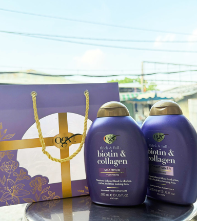 Bộ Dầu Gội Xả OGX Thick & Full + Biotin & Collagen Tím 385ml - 022796916716