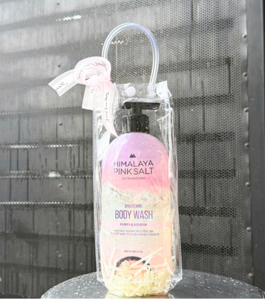 Set Giỏ Quà Tặng Sữa Tắm Muối Hồng Himalaya Pink Salt Purify & Nourish 500g - SETQUAHIMALAYA03
