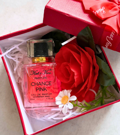 Set Hộp Quà Tặng Nước Hoa Nữ Kat Kev Parfume Chance Pink 50ml - Hộp Hoa Rơm Nhiều Màu - SETQUAKATKEV02