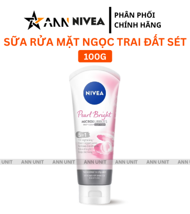 Sữa Rửa Mặt Nivea Đất Sét Ngọc Trai Hỗ Trợ Làm Sáng Da 5 In 1 Màu Xám 100g - 8850029000114