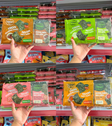 Rong Biển Ăn Liền Bibigo Gồm 4 Vị (Truyền Thống, Dầu Mè, Muối Hồng, BBQ) - 1 Lốc 3 Gói - 8935297104754