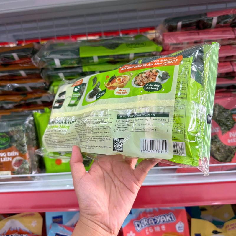 Rong Biển Ăn Liền Bibigo Gồm 4 Vị (Truyền Thống, Dầu Mè, Muối Hồng, BBQ) - 1 Lốc 3 Gói 17 Rong Biển Ăn Liền Bibigo Gồm 4 Vị (Truyền Thống, Dầu Mè, Muối Hồng, BBQ) - 1 Lốc 3 Gói