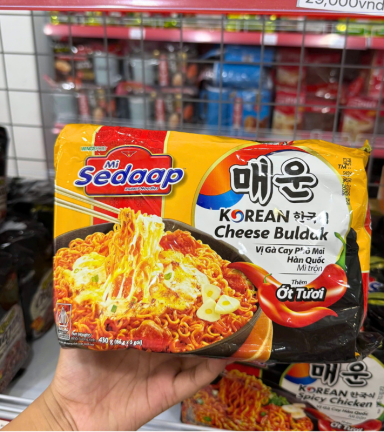 Mì Trộn Vị Gà Cay Phô Mai Hàn Quốc SEDAAP 435g - Lốc 5 Gói - 8998866631181