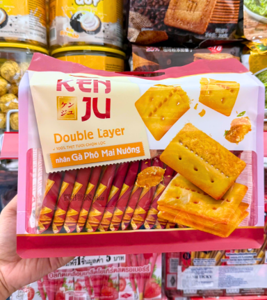 Bánh Quy Kenju 2 Lớp Nhân Gà Nướng Phô Mai 216g - Túi 16 Gói - 8936047444250